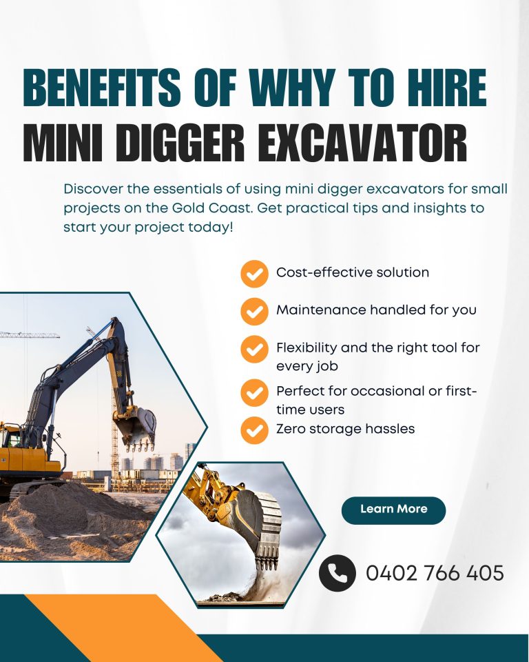 Mini digger Gold Coast, mini excavator digging trench, Kubota U17 for hire, stump removal excavator, Gold Coast excavator hire