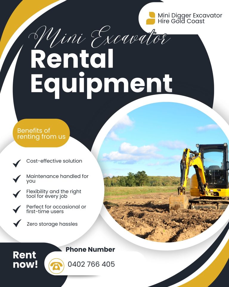 Mini digger Gold Coast, mini excavator digging trench, Kubota U17 for hire, stump removal excavator, Gold Coast excavator hire
