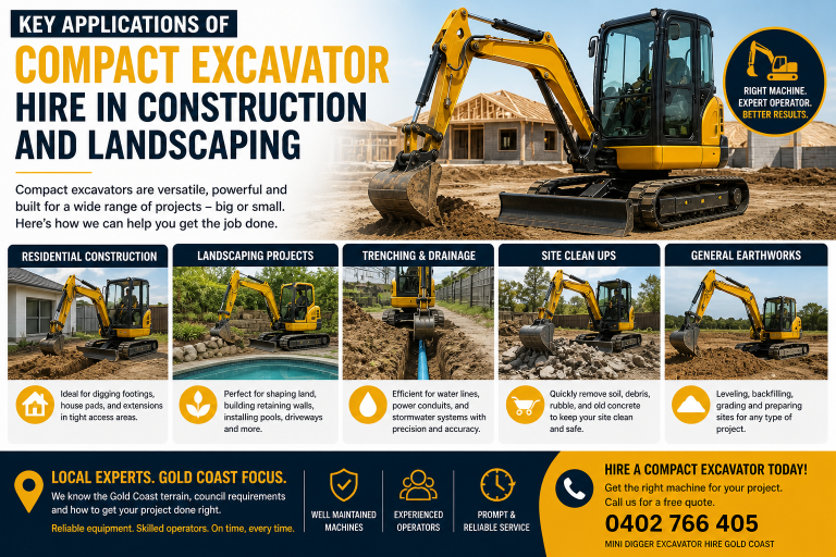 Compact Excavators in Construction & Landscaping