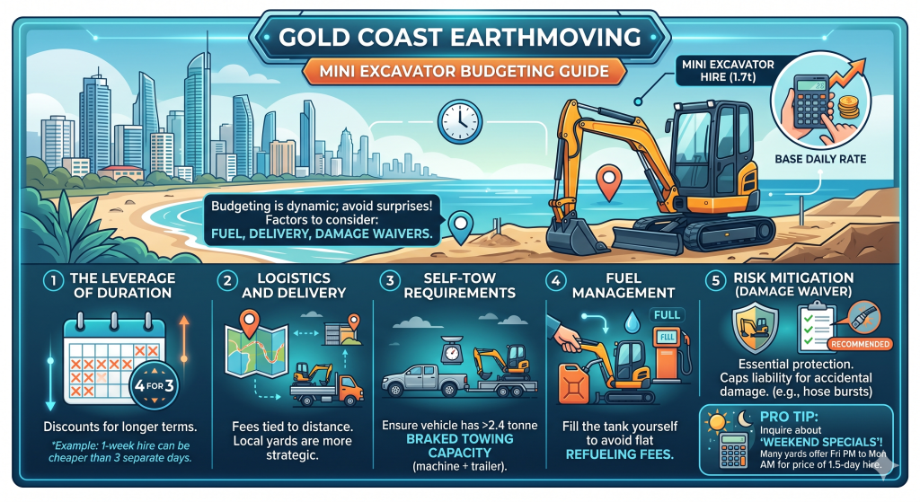 Gold Coast Earthmoving, mini digger excavator, Earthworks Projects
