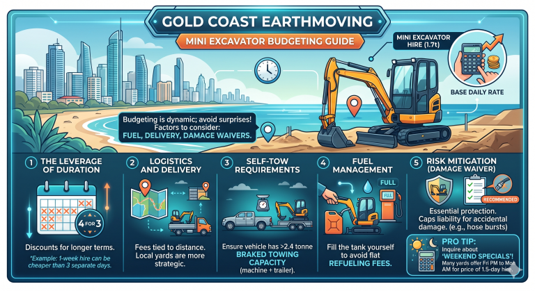 Gold Coast Earthmoving, mini digger excavator, Earthworks Projects