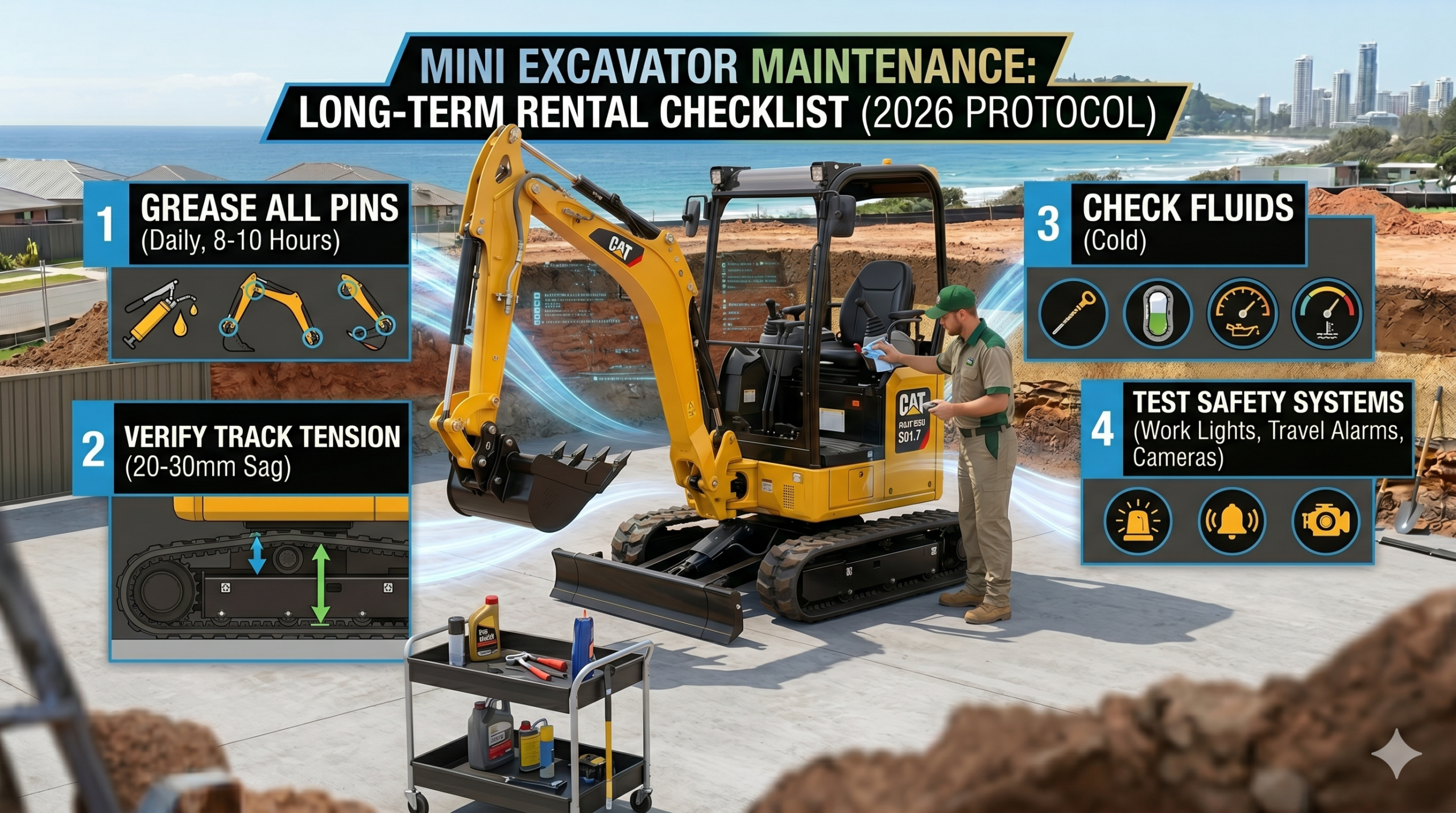 Read more about the article Mini Excavator Maintenance for Long-Term Rentals